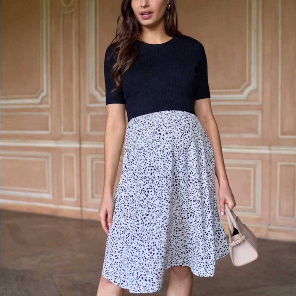 Black and White Maternity and Nursing Dress
